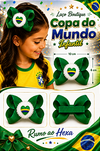 Laço Boutique Copa do Mundo Brasil Verde 10cm Bico de Pato Encapado Antiderrapante