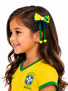 Laço do Brasil Verde e Amarelo para Bebê e Menina