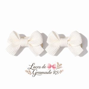 Laço Baby Branco Veludado Infantil | Mini Lacinho de Pontas