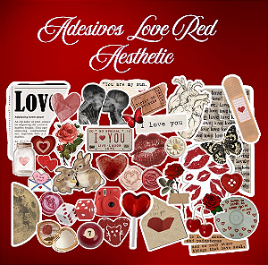 Adesivos Aesthetic - cartela Love Red