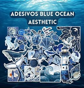 Adesivos Aesthetic - cartela Blue Ocean