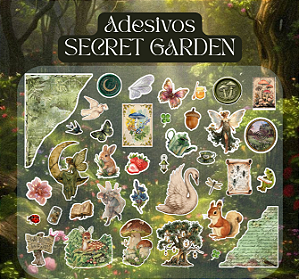 Adesivos Aesthetic - cartela Secret Garden