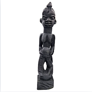 Escultura Africana Yemanjá em Madeira Entalhada – 25cm