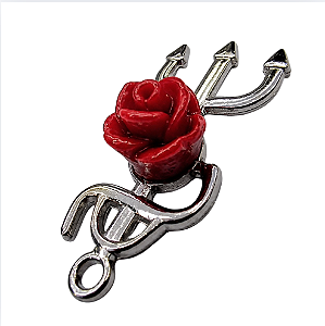 Pingente Pombagira com Rosa Vermelha e Tridente Prata Mini – 3cm