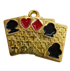Pingente Cartas de Baralho Dourado – 2cm