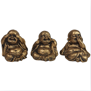 Trio Buda Chinês Sábios Mini em Resina