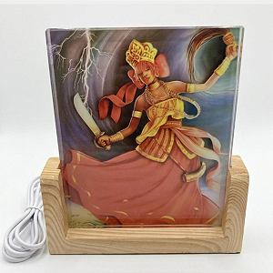 Quadro Luminária Iansã com Base de Madeira – USB