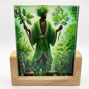 Quadro Luminária Ossain com Base de Madeira – USB