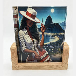 Quadro Luminária Navalha com Base de Madeira – USB