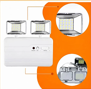 Luminária de Emergência LED PRO 20W com 2 Farol 40 LEDS Luz Branco Frio