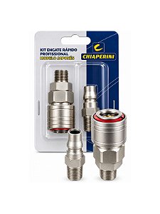 Kit Engate Rápido Macho 1/4" Japonês Pro Para Ar Comprimido Chiaperini