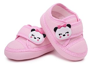 Sapatinho Bebê Recém Nascida Menina Branco Confort Panda