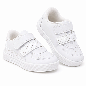 Tenis Infantil Menino Calce Fácil Escola Branco Preto Marrom