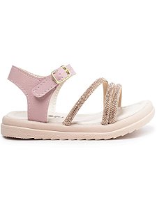 Sandália Infantil Menina Tiras Strass Maciez Conforto Leveza
