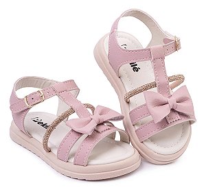 Sandália Infantil Menina Papete Tiras Laço Conforto Maciez