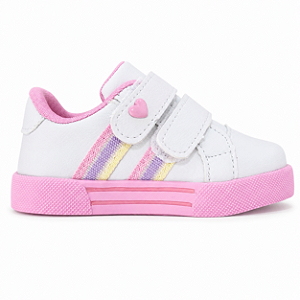 Tenis Infantil Menina Casual Leve Confortável Coração Velcro