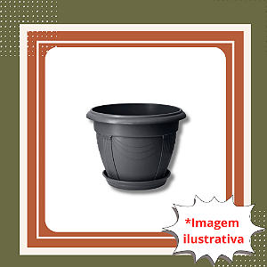Vaso Romano 02 Preto 7 Litros com Prato | Elegância Clássica para Plantas e Decoração
