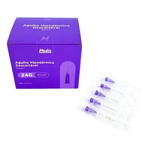 Agulha Hipodérmica 20x0,55mm 24G Roxa - Medix