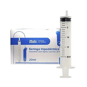 Seringa Descartável 20ml Slip Estéril C/50 unidades - Medix