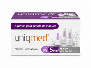 Agulhas para Caneta de Insulina 5mm 31G - Uniqmed