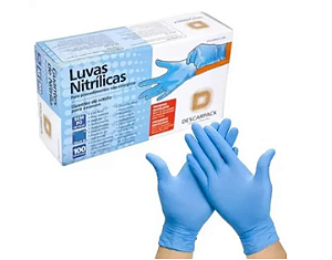 Luva de Procedimento Nitrílica Azul Tam G S/Pó 100 Un - Descarpack