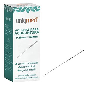 Agulha para Acupuntura 0,25x30mm Caixa C/100 Un - Uniqmed