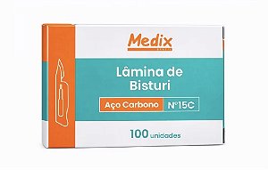 Lâmina De Bisturi Aço Carbono Estéril Nº 15 Caixa C/100 - Medix