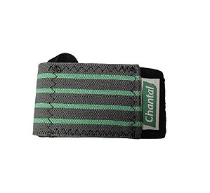 Munhequeira Elástica Cinza/Verde 7,5cm - Chantal