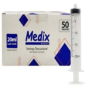 Seringa Descartável Sem Agulha 20ml Luer Lock Estéril C/50 unidades - Medix