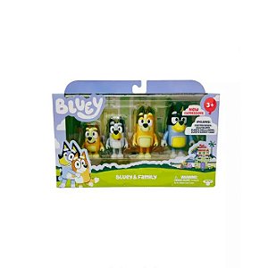 BLUEY E FAMILIA - KIT DE 4 BONECOS COLECIONÁVEIS 6CM NOVAS EXPRESSÕES - MOOSE
