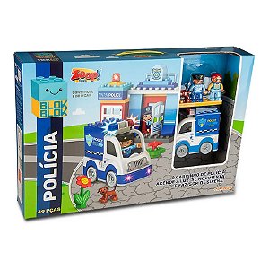 BLOK BLOK BLOCOS DE CONSTRUÇÃO POLICIAL 49 PEÇAS - ZOOP TOYS