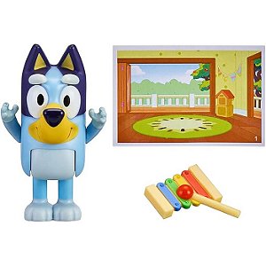 BLUEY COM XILOFONE - BONECO BLUEY COLECIONÁVEL 6 CM - CANDIDE