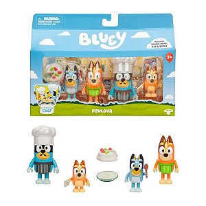 BLUEY LETS PLAY CHEF -PAVLOVA - KIT DE 4 BONECOS COLECIONÁVEIS 6CM - CANDIDE