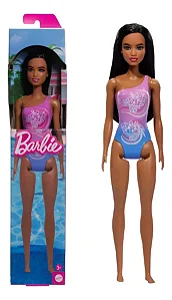 BARBIE PRAIA COM MAIÔ ROXO TROPICAL - MATTEL