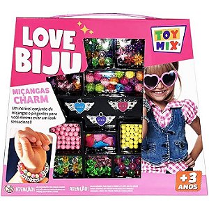 CONJUNTO LOVE BIJU CHARM PARA FAZER BIJUTERIA E MIÇANGA 160PCS+FIO - TOY MIX