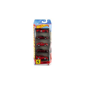 HOT WHEELS PACOTE COM 05 CARROS FERRARI 1:64 - MATTEL