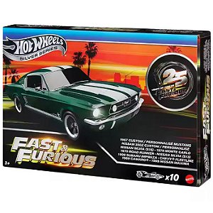 HOT WHEELS PACOTE COM 10 CARROS VELOZES E FURIOSOS 1:64 - MATTEL
