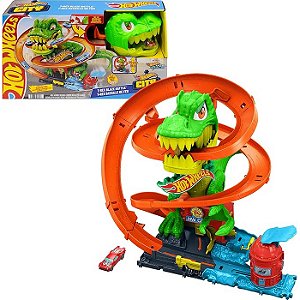 HOT WHEELS PISTA CITY NEMESIS T-REX+QUARTEL DE BOMBEIRO - MATTEL