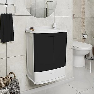 Gabinete Com Lavatório Branco/ Preto 45 X 32 X 58cm Astra