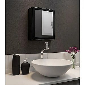 Armário Plástico Versátil com Porta Reversível 30x11x37cm de Sobrepor Preto Astra