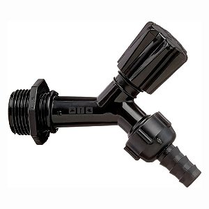 Torneira Plástica Para Jardim Com Bico Mangueira 1/2x3/4 Preta Sowshop