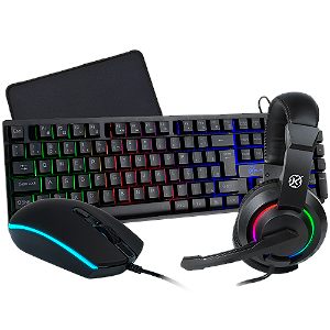 Combo Gamer Kalkan Odin Core 4-em-1 Mouse, Teclado, Headset e Mousepad (Recondicionado)