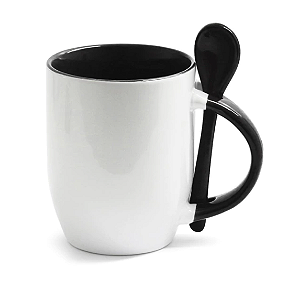 Caneca Colorida Personalizada | Colher, Alça e Interior | Papel Afro
