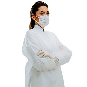 Avental Descartável TNT Manga Longa 30g - 1 Pacote C/ 10 Unidades