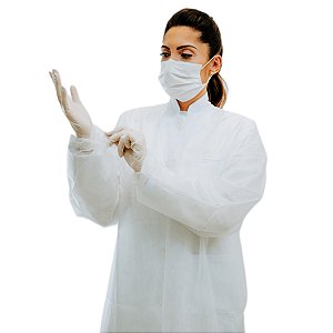 Avental Descartável TNT Manga Longa 20g - 1 Pacote C/ 10 Unidades