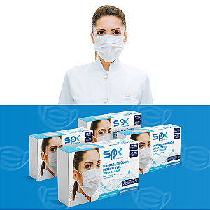 Kit Máscara Cirúrgica Descartável Adulto - 4 Caixa C/ 50 Unidades