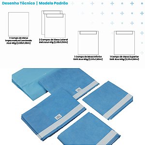Campo Cirúrgico Estéril SMS Universal Kit 5 Pçs Descartável
