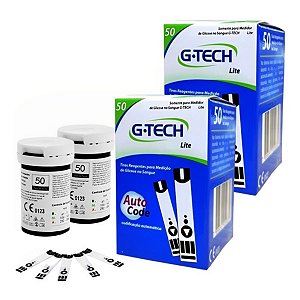 Tiras Reagentes Medir Diabetes Glicose Glicemia 100 Un Lite - 2 Caixas C/ 50 Unidades