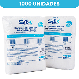 Compressa De Gaze 9 Fios Hidrófila Não Estéril SOFT - 2 Pacote C/ 500 Unidades