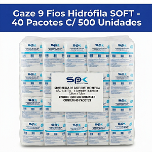 Compressa De Gaze 9 Fios Hidrófila Não Estéril SOFT - 40 Pacotes C/ 500 Unidades - Fardo Master